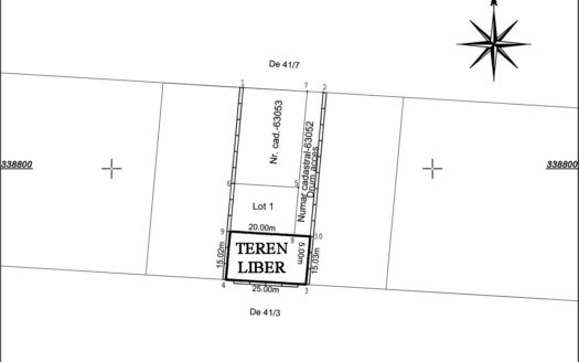 Tunari vanzare teren intre case, 375mp , D 25m